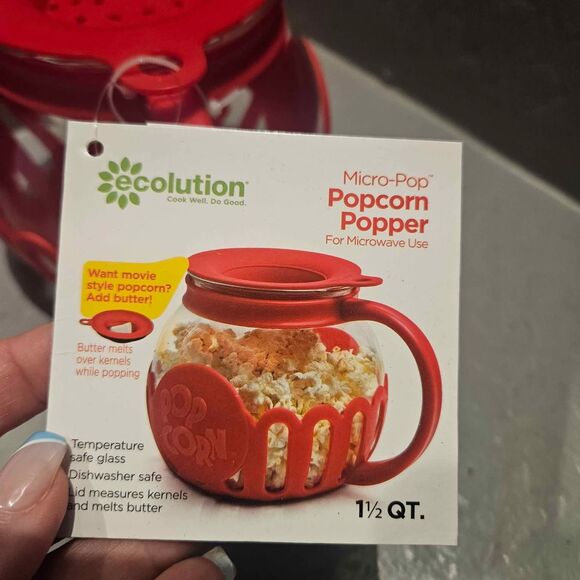 Silicone and Glass Microwave Popcorn Maker Ecolution Micro Popper 1.5 Quart - Picture 3 of 5